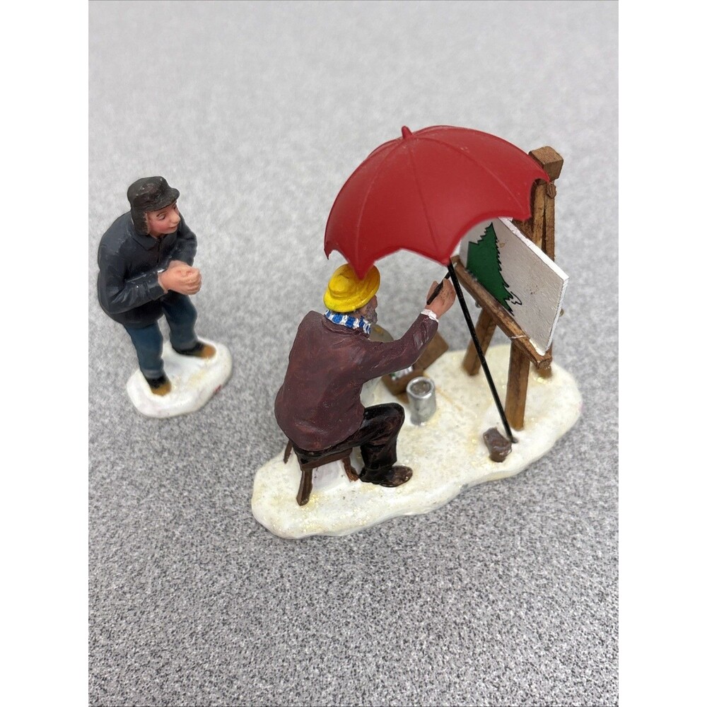 VTG Retired Lemax Christmas Village Painting A Winter Scene 2001 Figures 12497